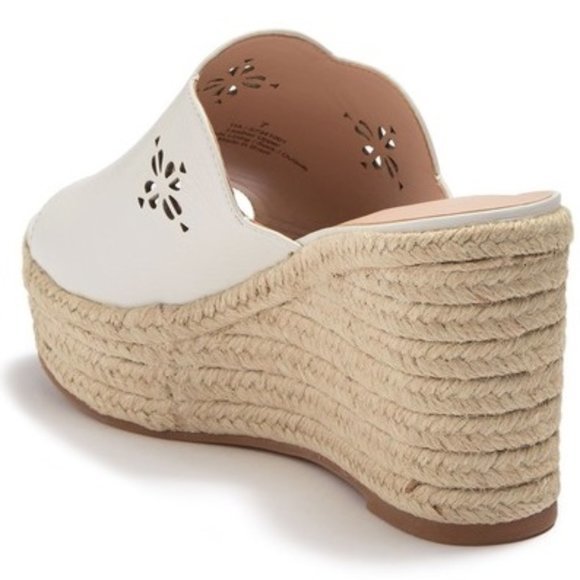 **CLOSET CLEAROUT** 
Kate Spade Tia Espadrille Wedge Leather Sandals White Lea - Picture 2 of 5